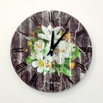 Dark Wall Clock Lilies 30 cm