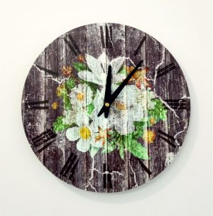 Dark Wall Clock Lilies 30 cm