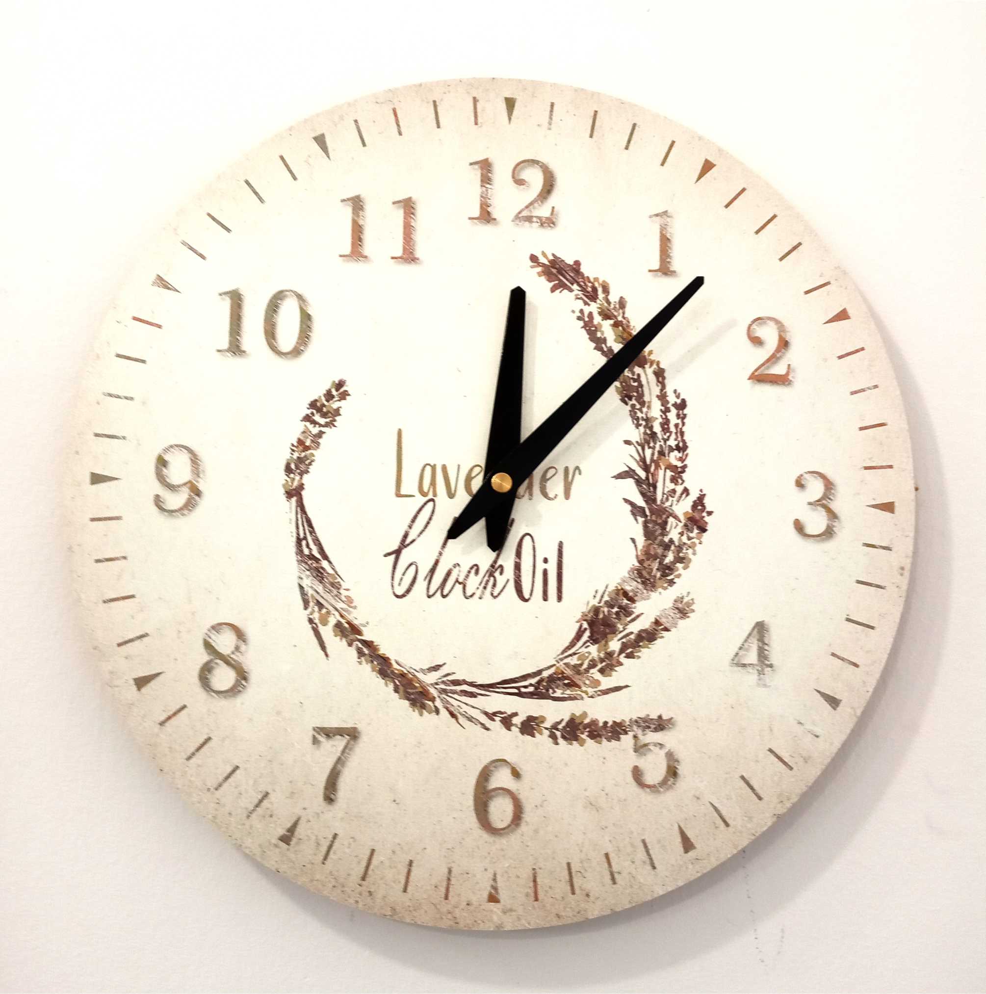 104_1a Gold Wall Clock Lavender 30 cm - Image 1