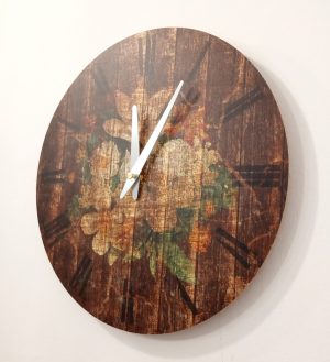 Brown Wall Clock Lilies 30 cm