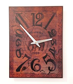 Rectangular Dark Clock Elephant 30 cm