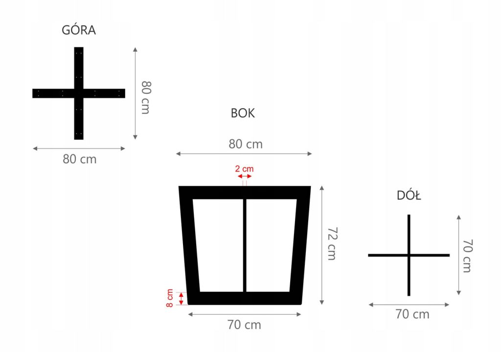 Table Leg Tectum Side 80 cm L - Image 3