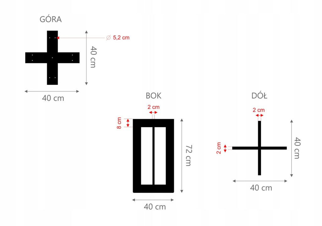 Table Leg Cross Straight Side S - Image 3