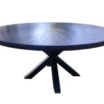 Round pine table made of solid wood, diameter 140 cm