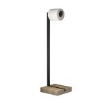 Toilet paper holder with wooden base