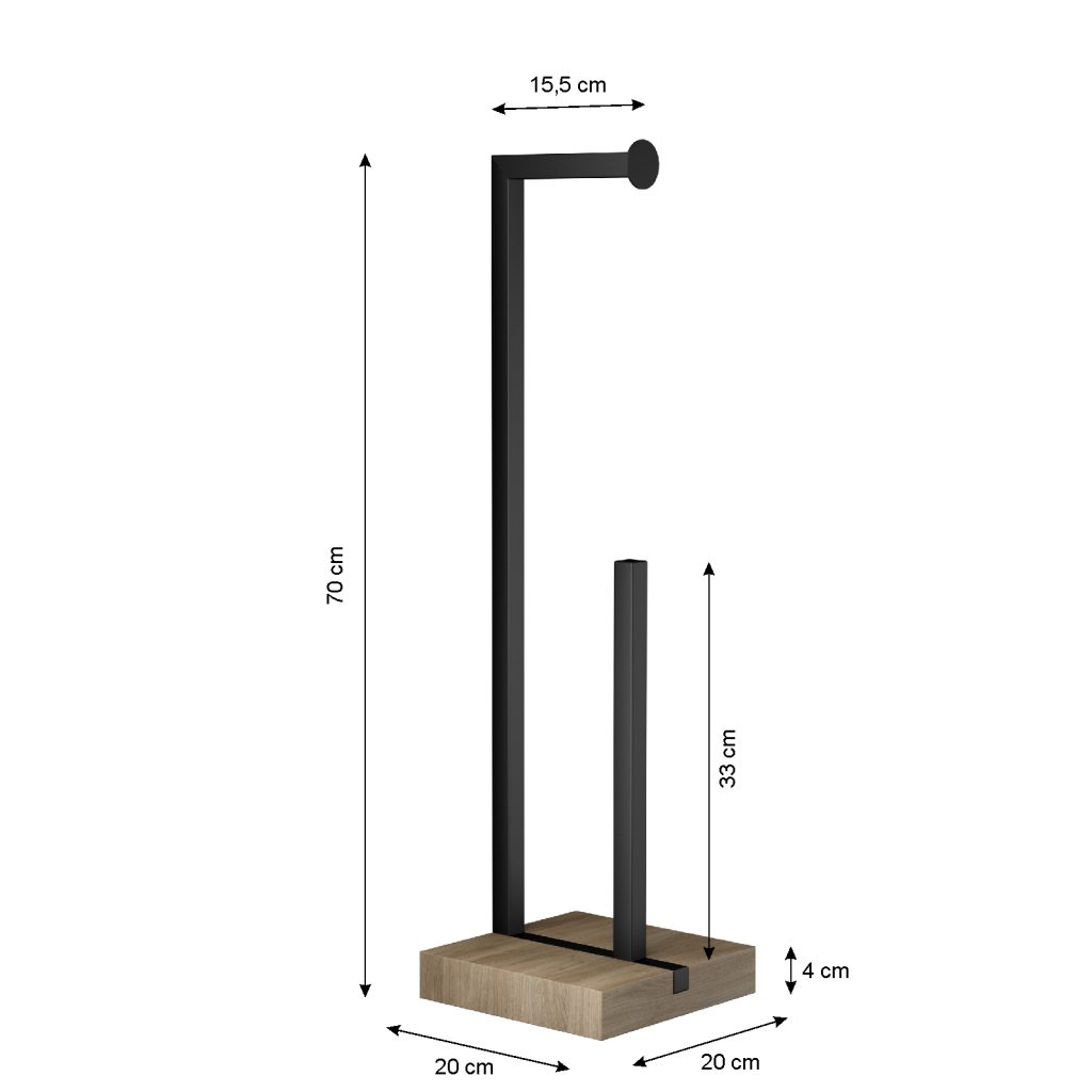 Toilet Roll Holder with Storage and Wooden Base - Image 2