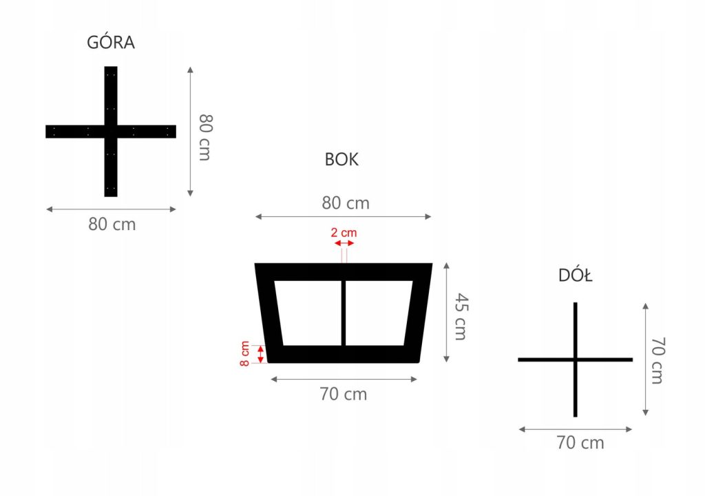 Side Table Leg Tectum Side 80 cm L - Image 2