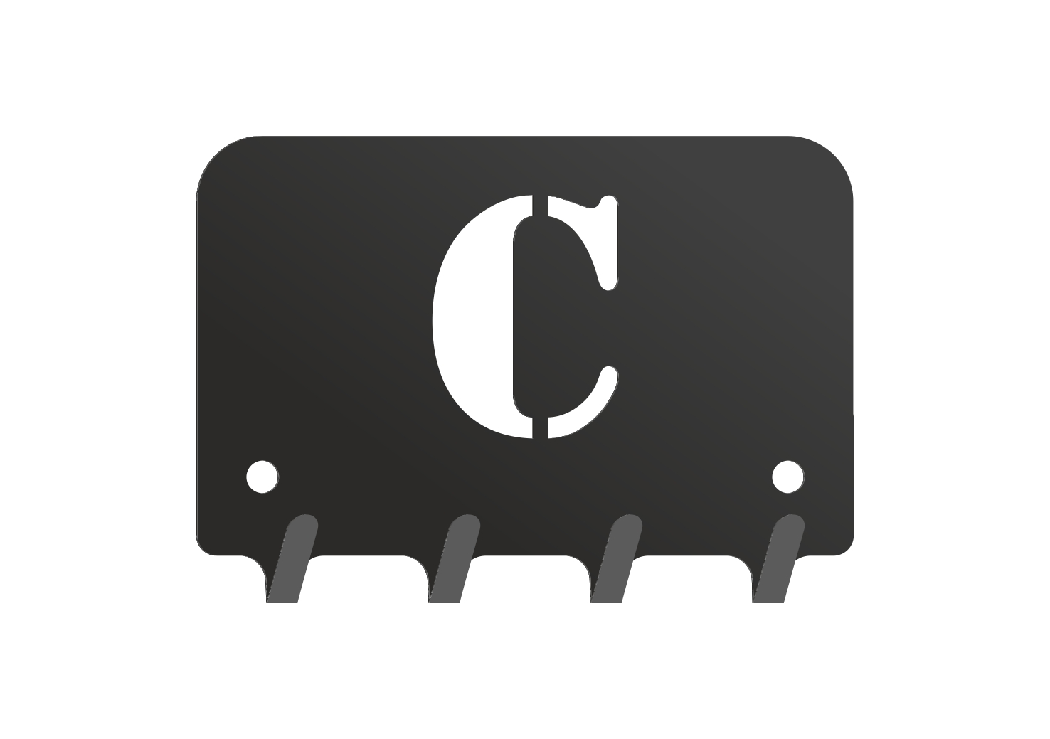 W198_10cm_czarna2mm Wieszak metalowy na klucze WIE198 LITERKA C 10cm - Image 1