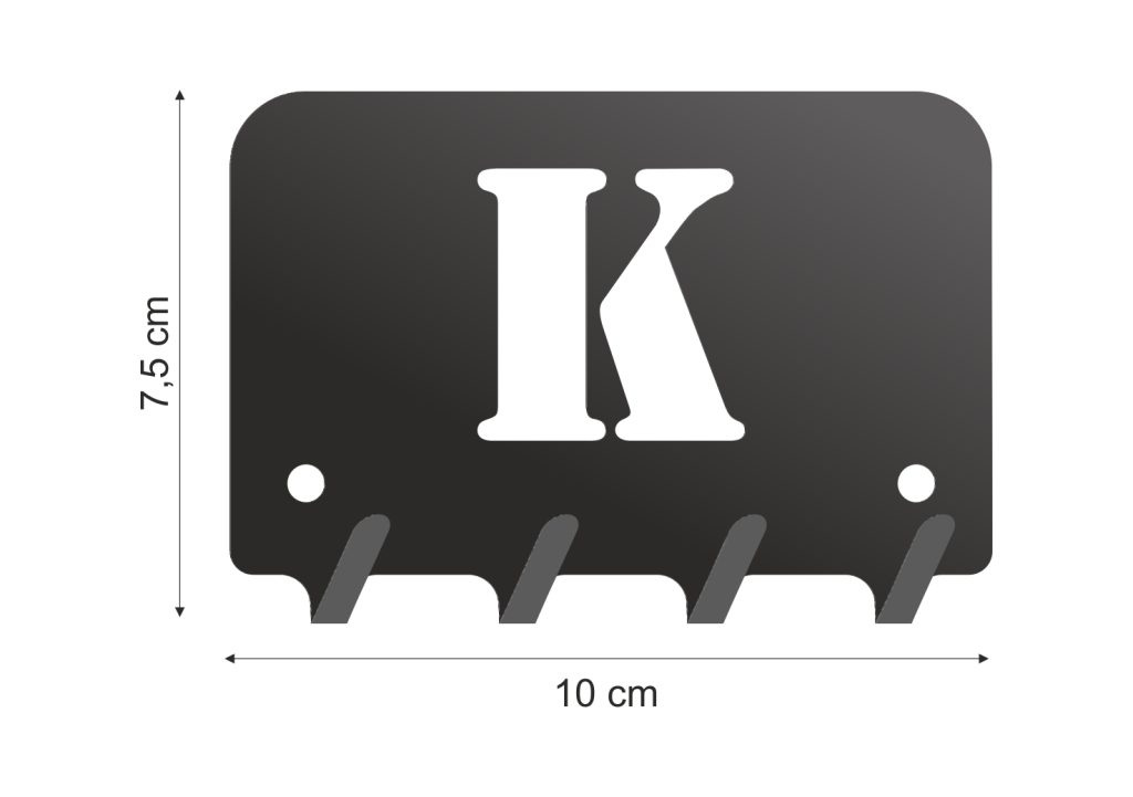 Wieszak metalowy na klucze WIE206 LITERKA K 10cm - Image 2