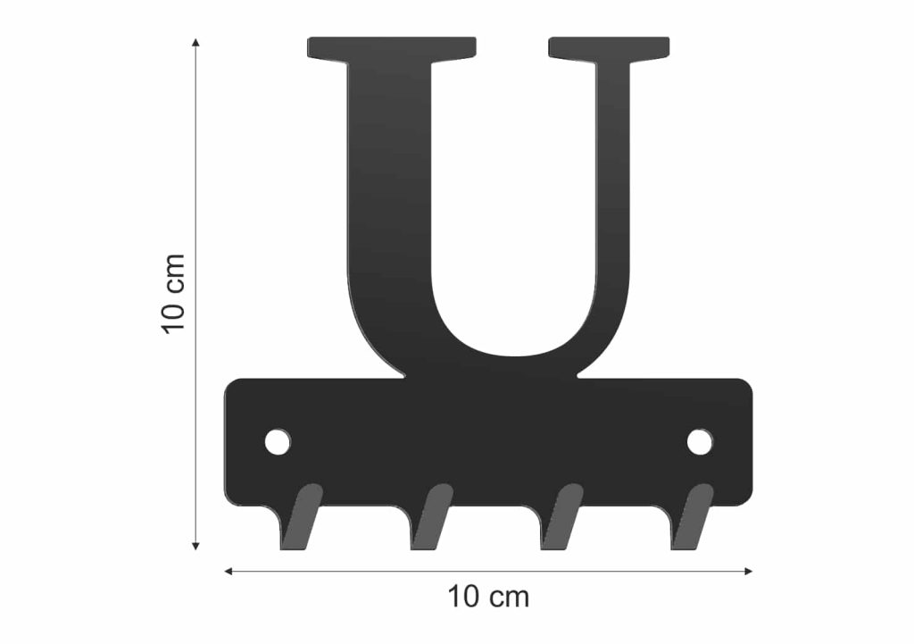 Wieszak metalowy na klucze WIE238 LITERKA U 10cm - Image 2