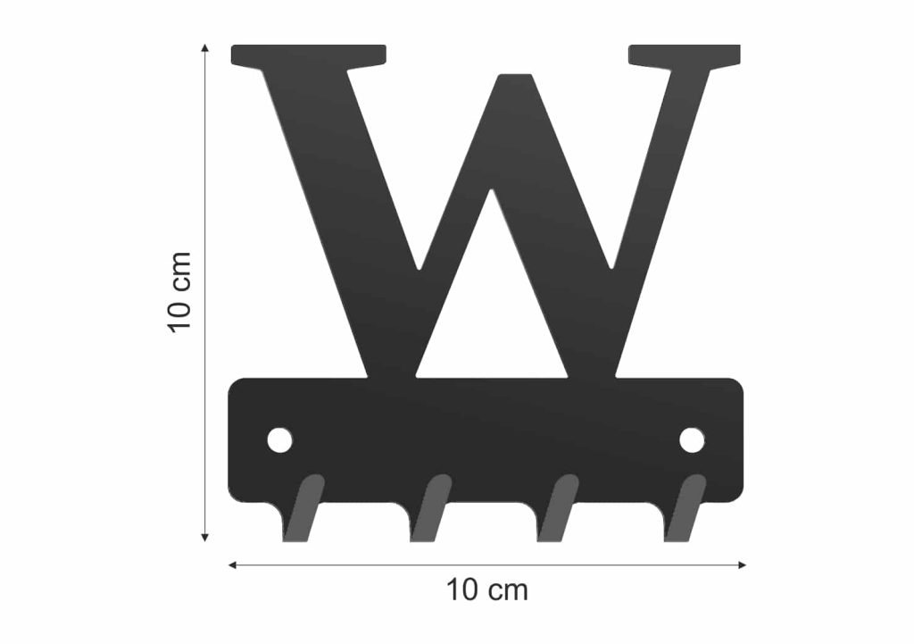 Wieszak metalowy na klucze WIE239 LITERKA W 10cm - Image 2