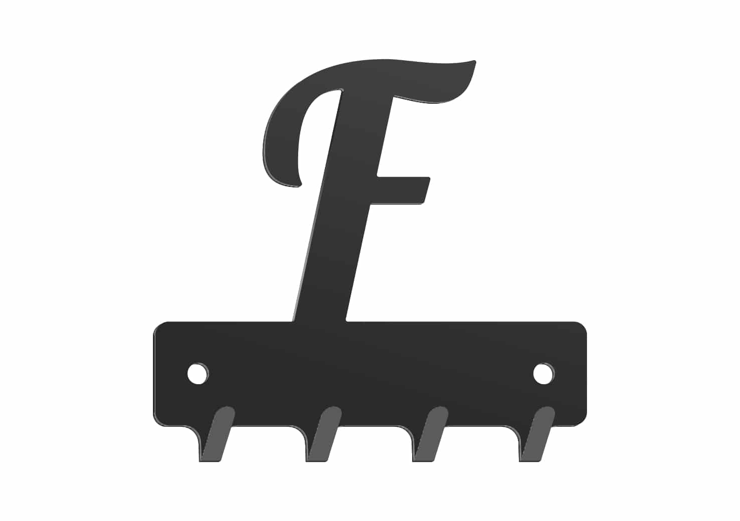 W246_10cm_czarna2mm Wieszak metalowy na klucze WIE246 LITERKA F 10cm - Image 1