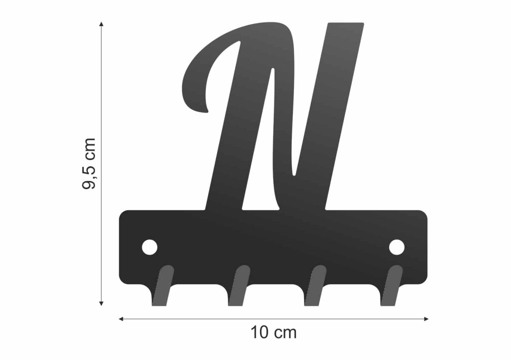 Wieszak metalowy na klucze WIE254 LITERKA N 10cm - Image 2