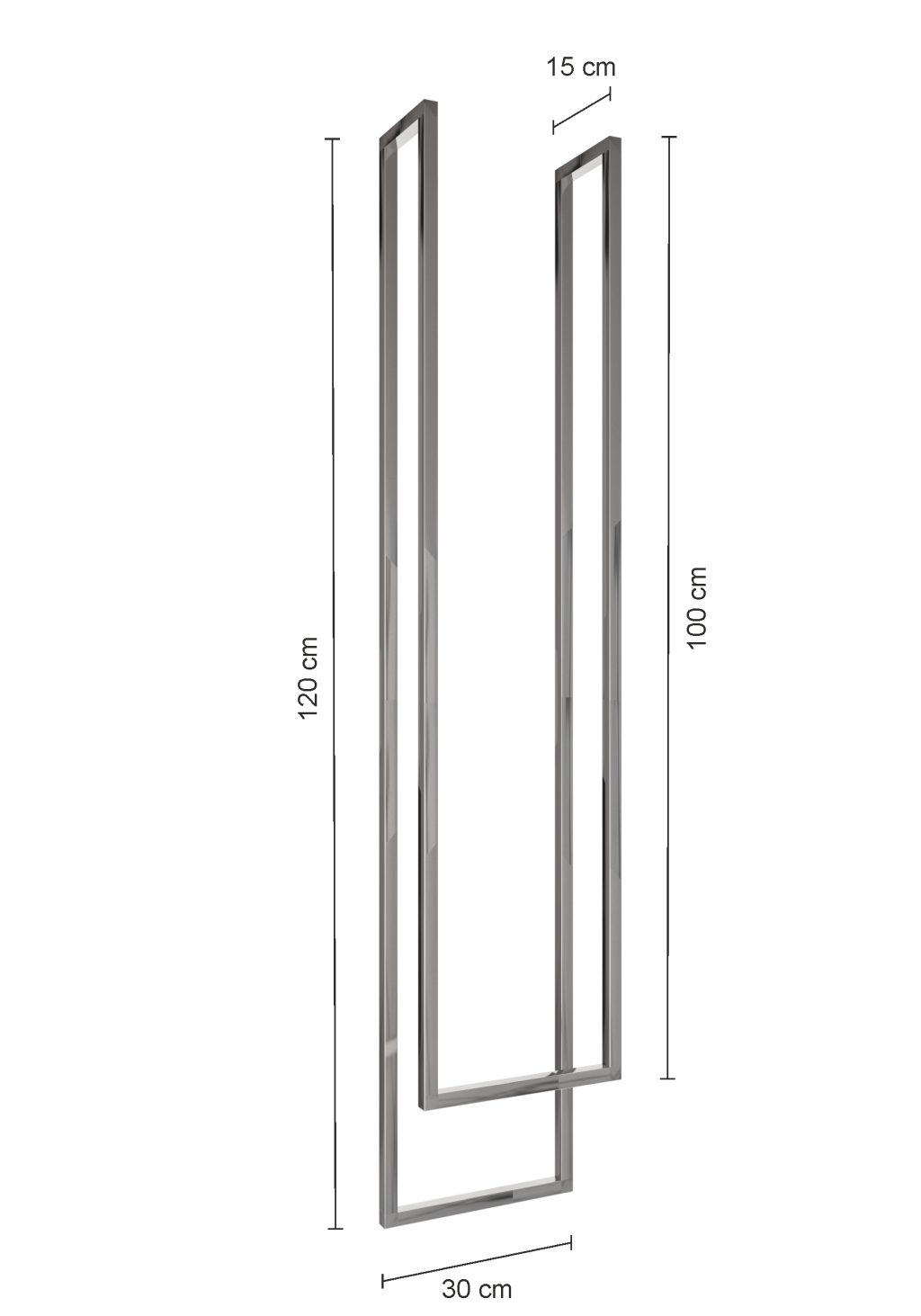 Ceiling Towel Rail Double Stainless Steel Chrome XS - Image 3