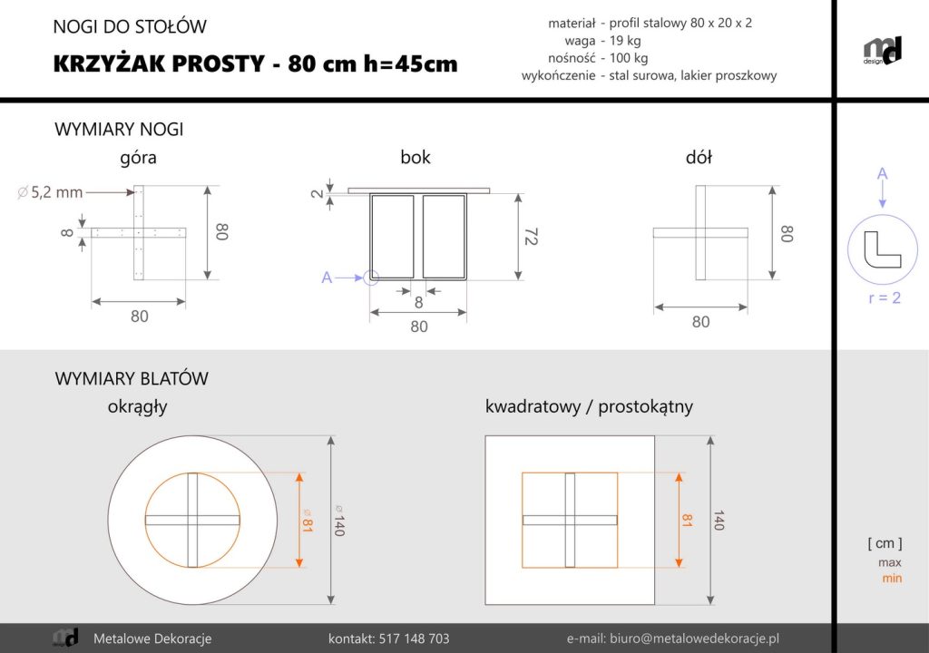 Table Leg Cross Straight L - Image 6