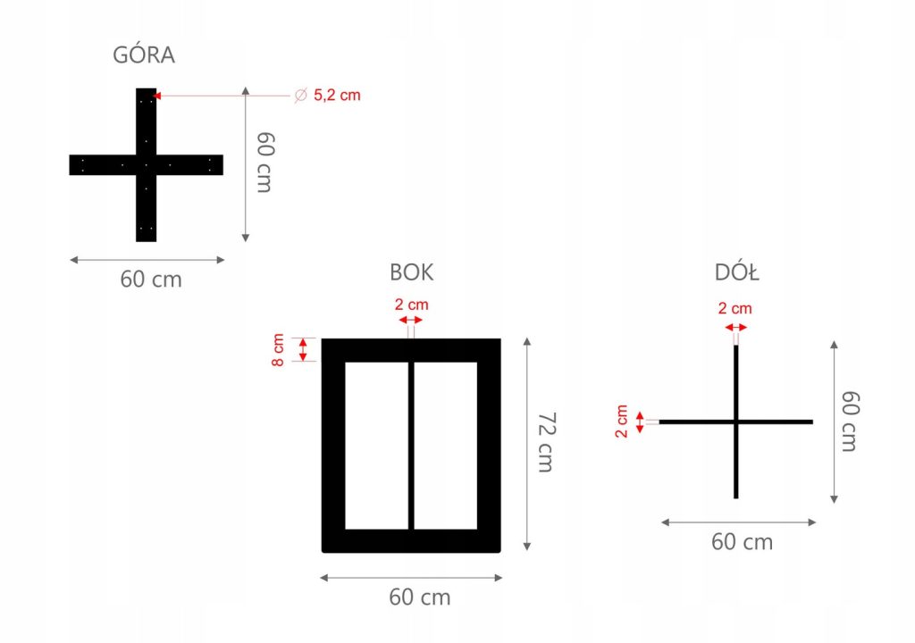 Table Leg Cross Straight Side M - Image 3