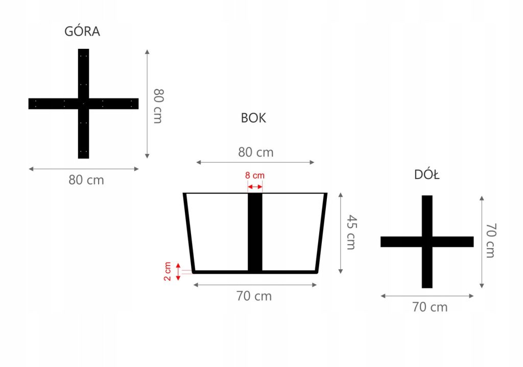 Side Table Leg Tectum 80 cm L - Image 3