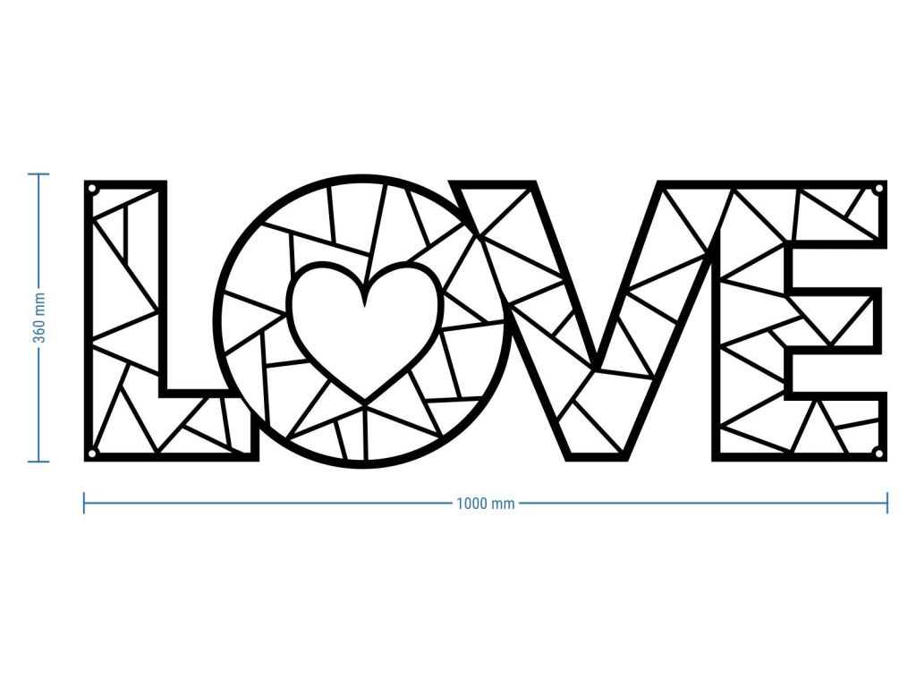 Metal wall decoration Love DES016 100 cm - Image 3