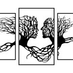 Metal wall decoration Tree Triptych 100 cm