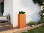 Corten metal garden planter 30x60x105 cm - Image 3