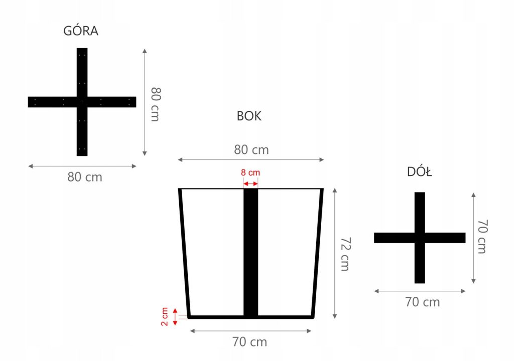 Side Table Leg Tectum 80 cm L - Image 3