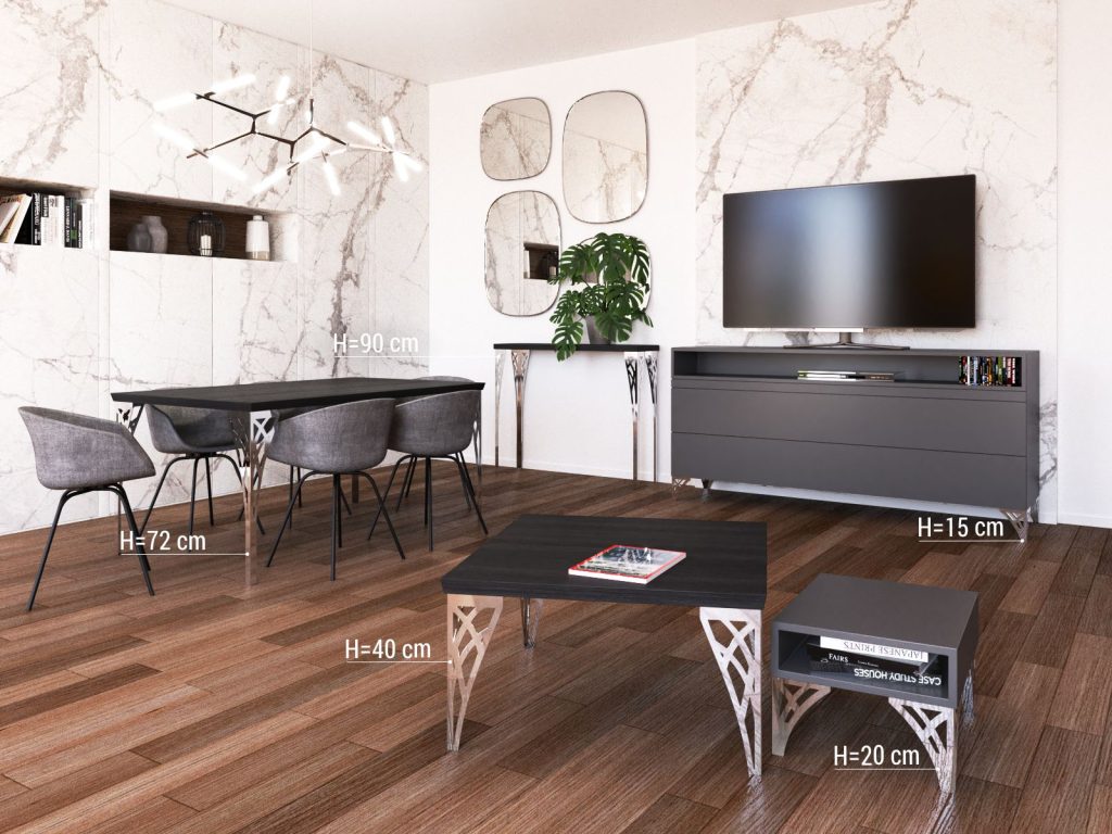 Table Leg Tracery Chrome 72 cm - Image 2