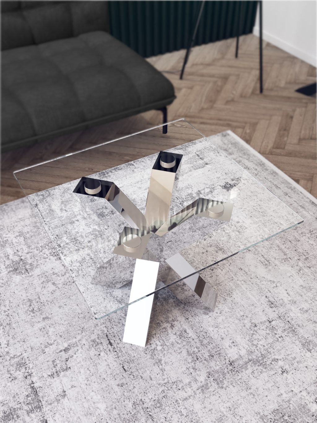 Cofee Table Base for Glass Top Spider Heavy Chrome S - Image 3