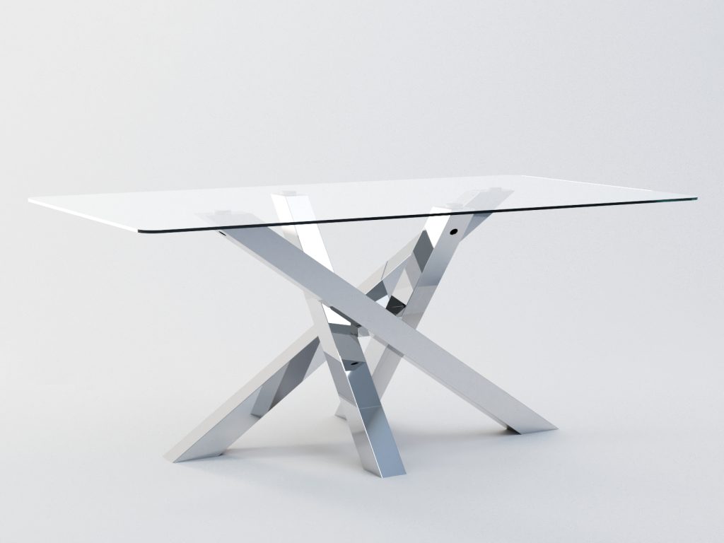 Stainless Steel Table Base for Glass Top Mediolan Chrome M - Image 3