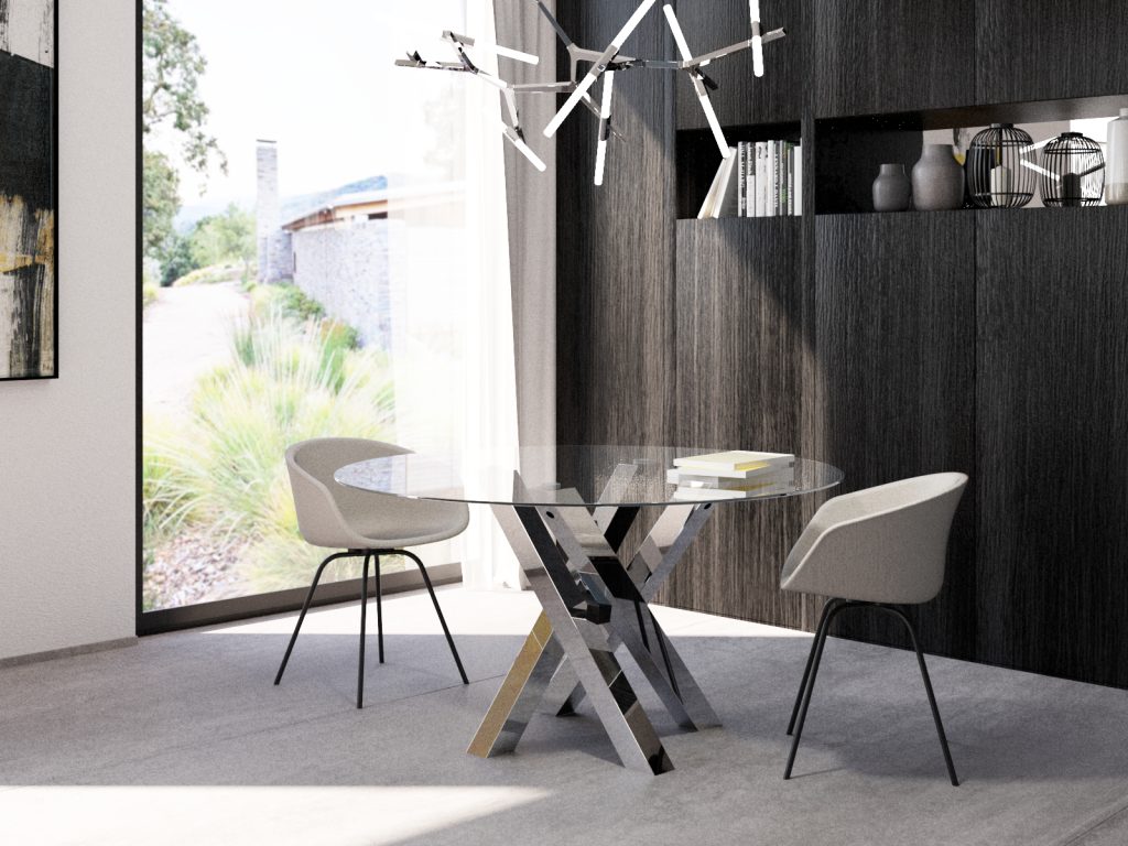 Stainless Steel Table Base for Glass Top Mediolan Chrome S - Image 4