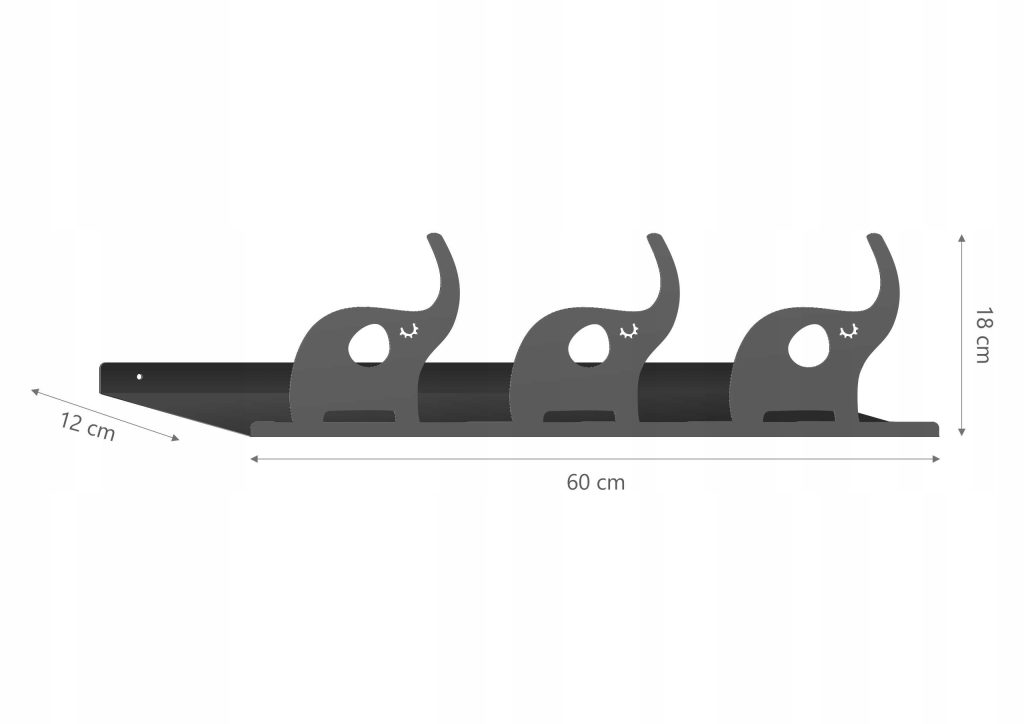 Metal Wall Shelf Elephants POL032 60 cm - Image 2