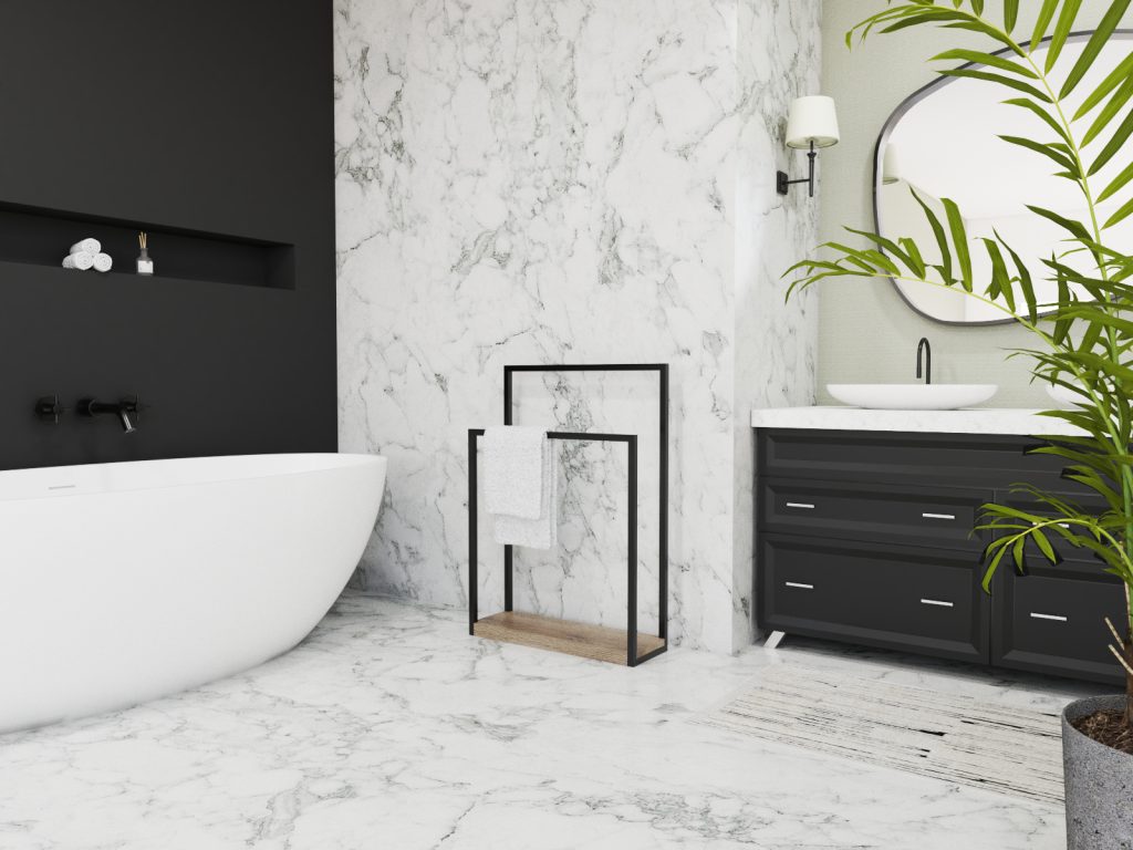 Free Standing Towel Rack with Wooden Base M - Image 3