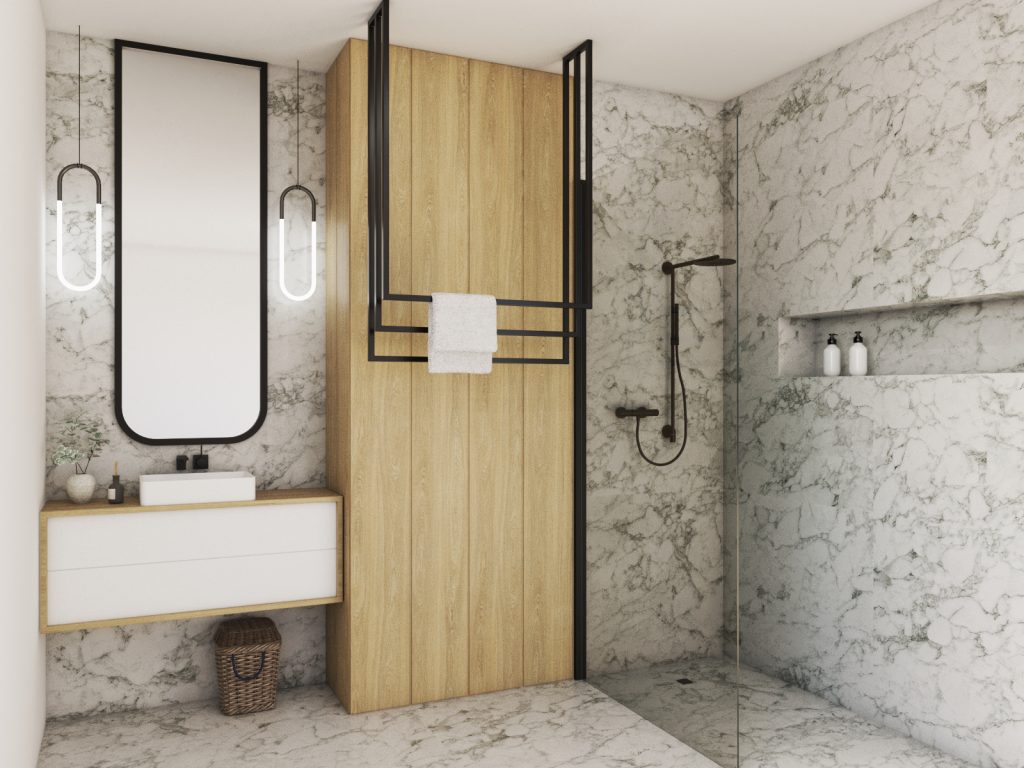 Ceiling Towel Rail Triple L - Image 3