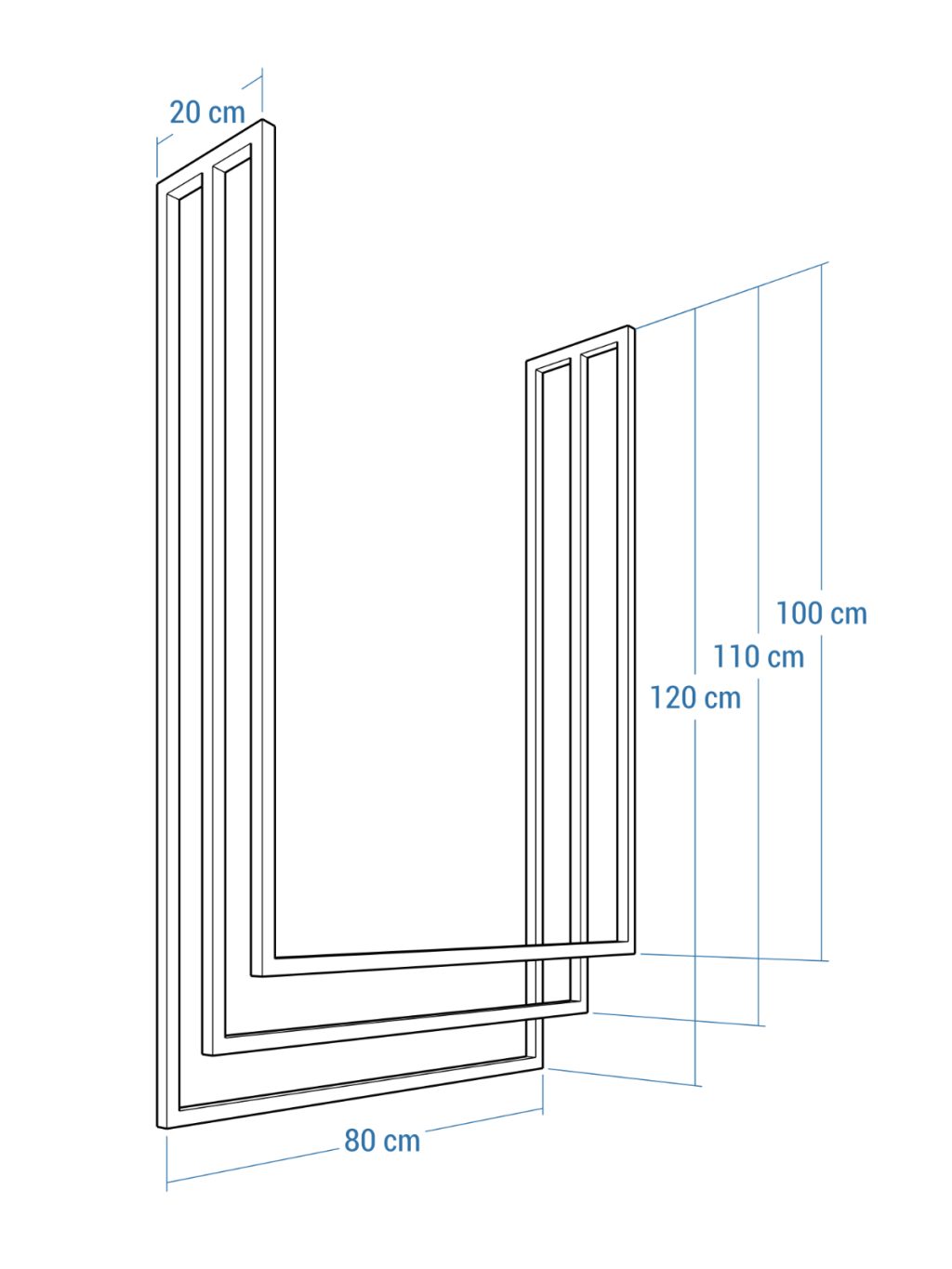 Ceiling Towel Rail Triple L - Image 4