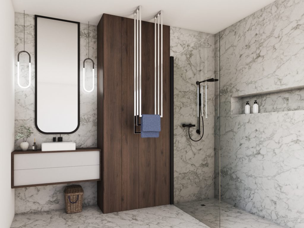 Ceiling Towel Rack Long Triple Stainless Steel XS - Image 3