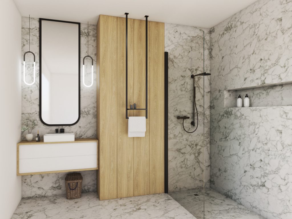 Ceiling Towel Rail Long with Shelf XS - Image 3