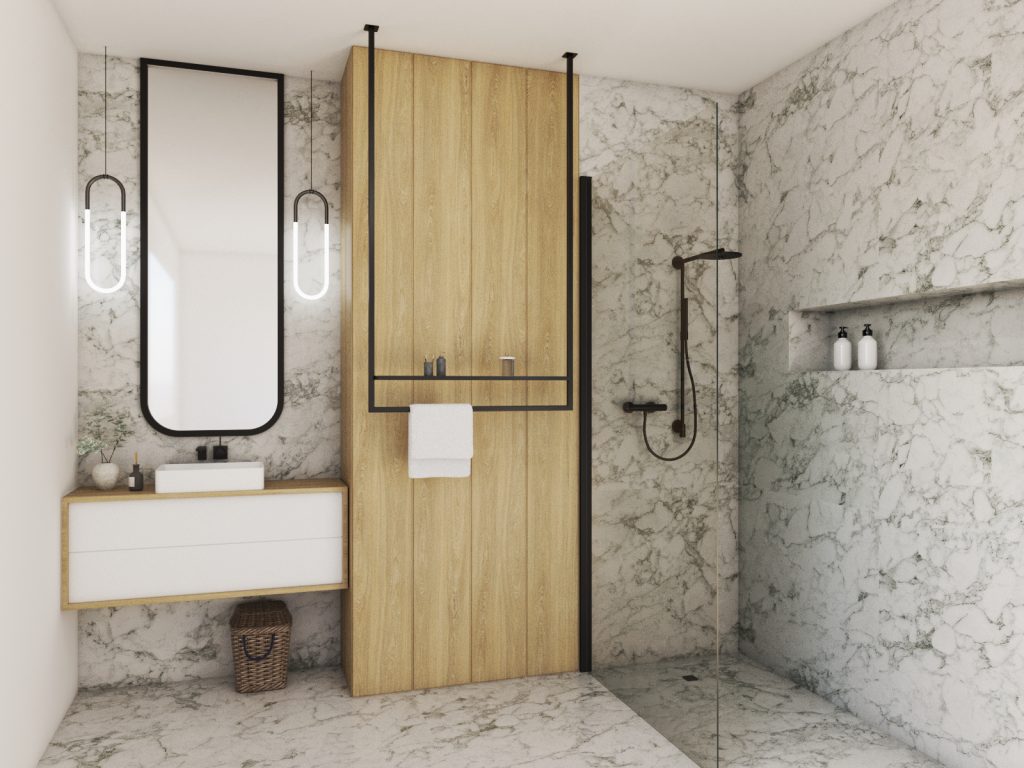 Ceiling Towel Rail Long with Shelf L - Image 3