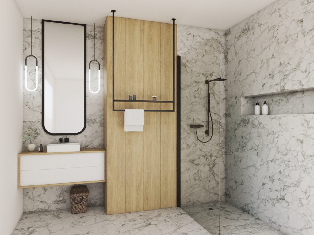 Ceiling Towel Rail with Shelf L - Image 3