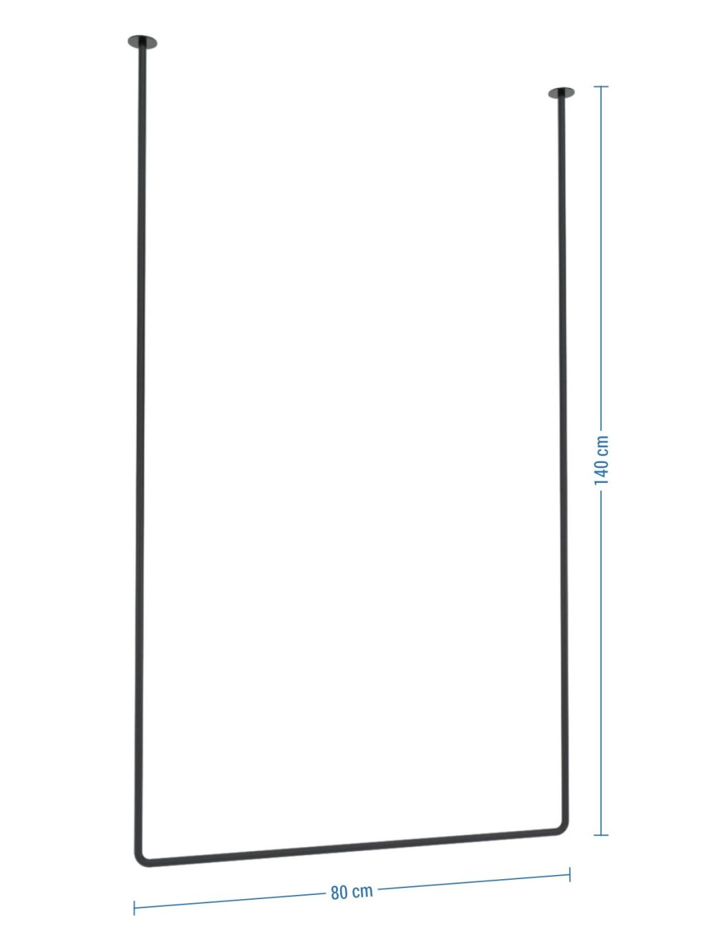 Ceiling Towel Rail Single Tube Long L - Image 4