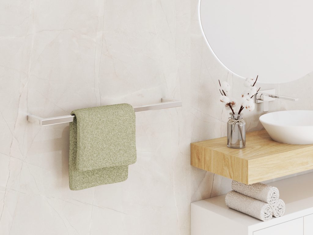 Single Wall-Mounted Towel Rack Stainless Steel M - Image 3