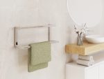 Double Wall-Mounted Towel Rack Stainless Steel S - Image 3