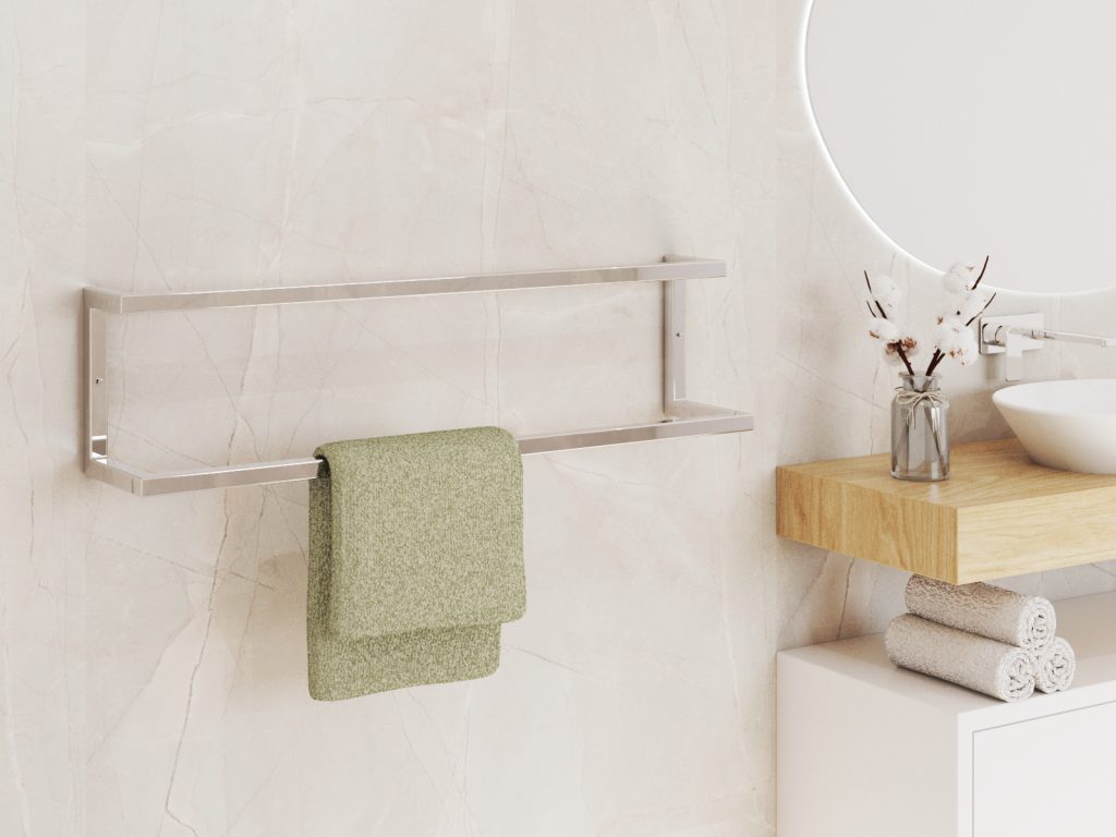 Double Wall-Mounted Towel Rack Stainless Steel L - Image 3