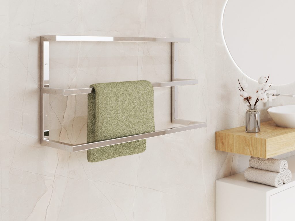 Triple Wall-Mounted Towel Rack Stainless Steel M - Image 3