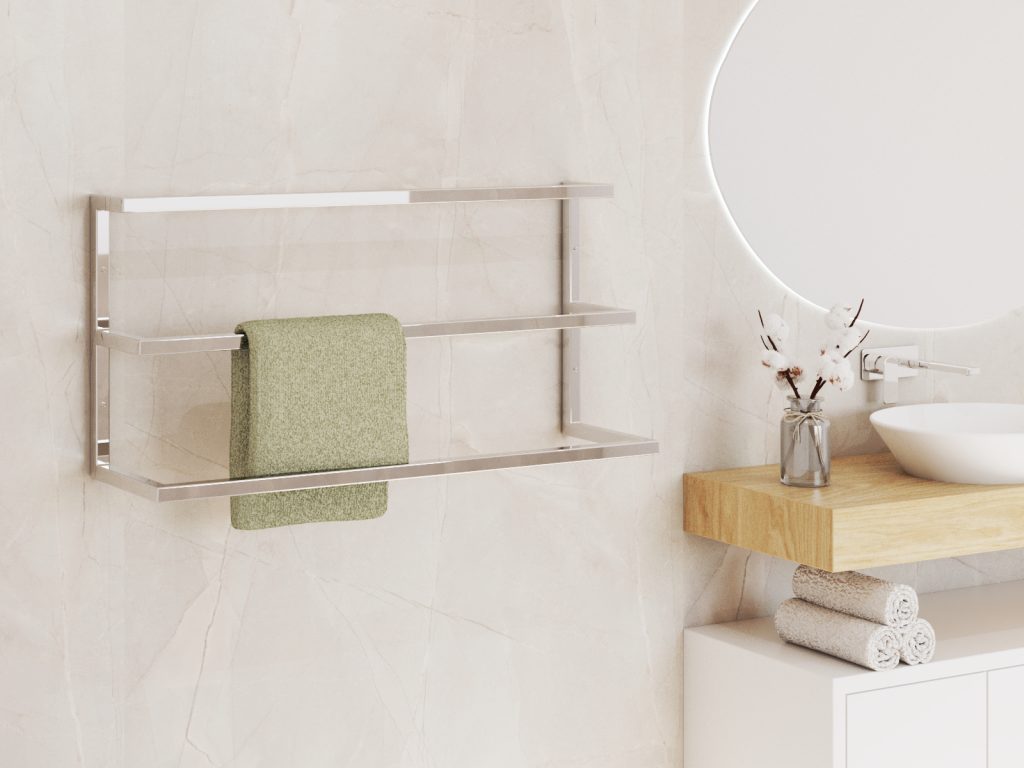 Triple Wall-Mounted Towel Rack Stainless Steel L - Image 3
