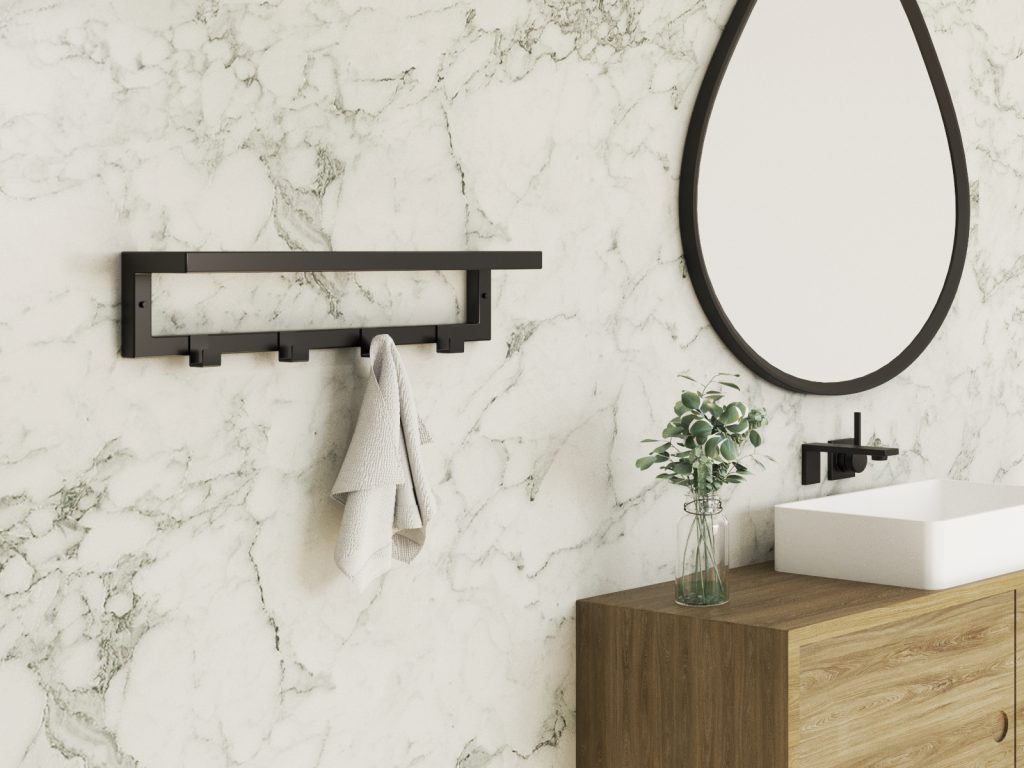 Wall-Mounted Towel Rack with Hooks S - Image 3