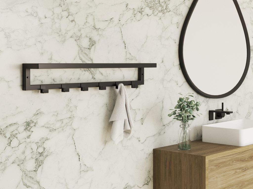 Wall-Mounted Towel Rack with Hooks M - Image 3