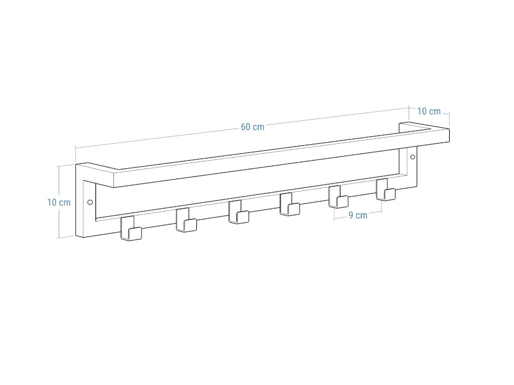 Wall-Mounted Towel Rack with Hooks M - Image 4