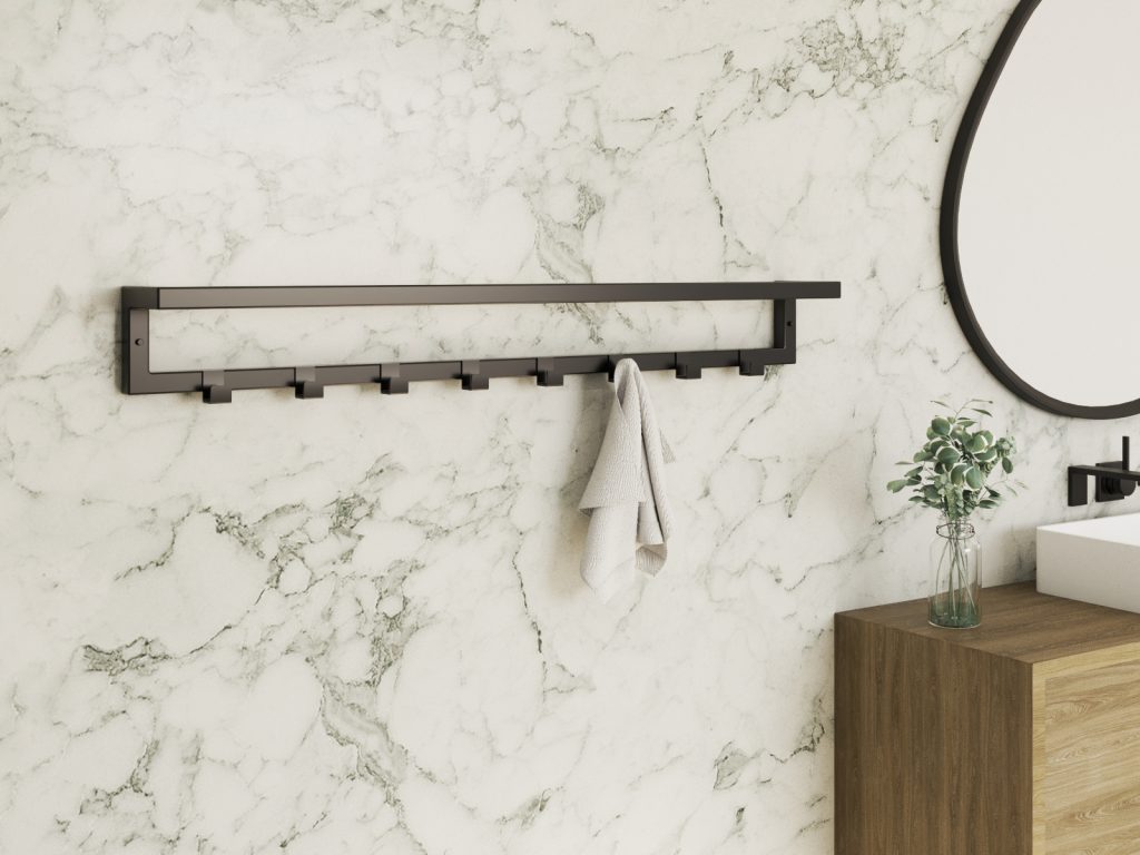 Wall-Mounted Towel Rack with Hooks L - Image 3
