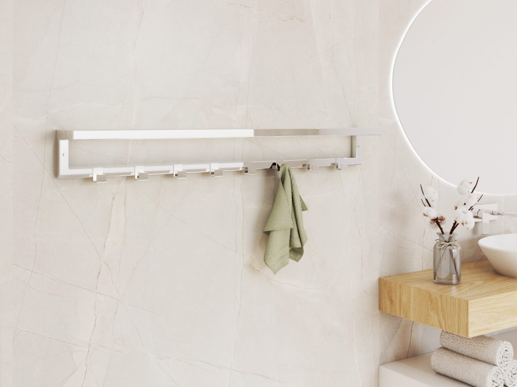 Wall-Mounted Towel Rack with Hooks Stainless Steel L - Image 3