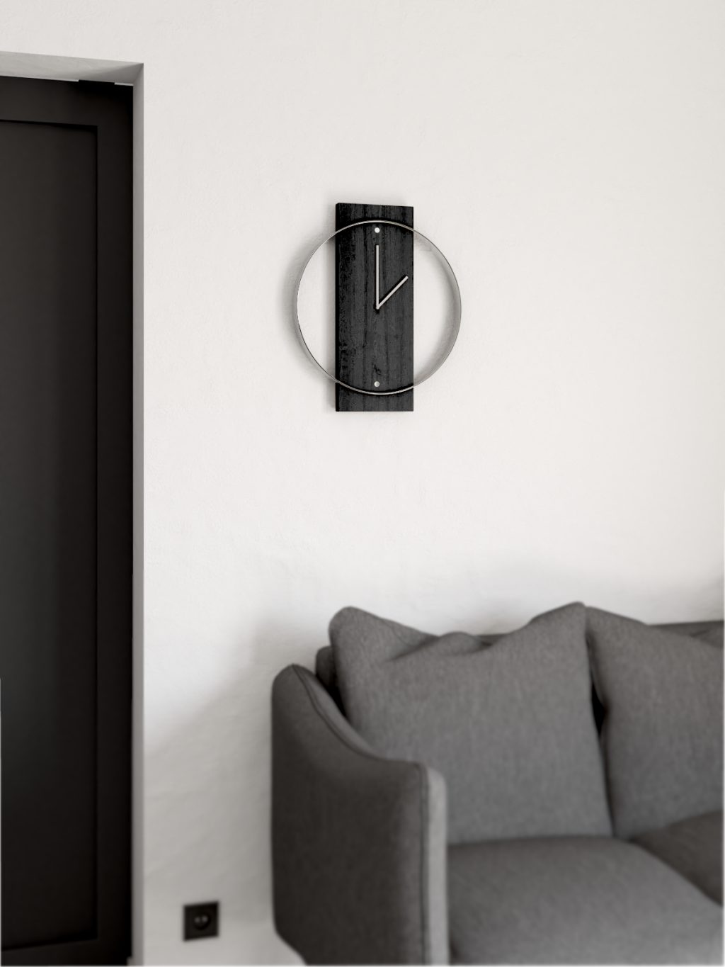 Wooden Clock with metal rim Korta Nero 40x48 cm - Image 2