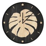Inlaid Wooden Clock Monstera 40 cm